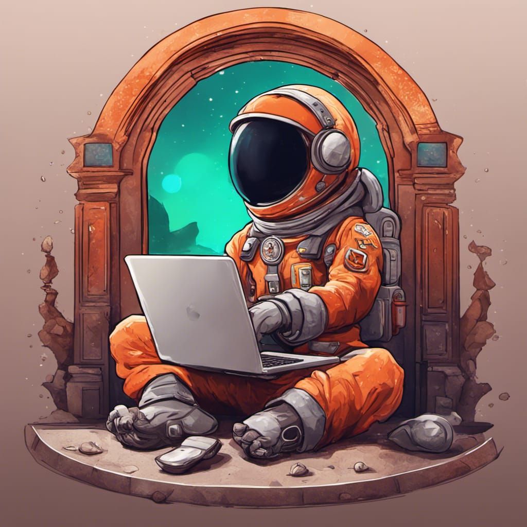 Astronaut Postman Logo at Hawa Mahal: Digital Art