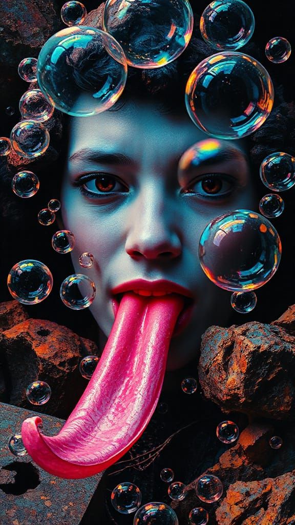 Keep it Weird, Mixed Media.👅🫧🫧