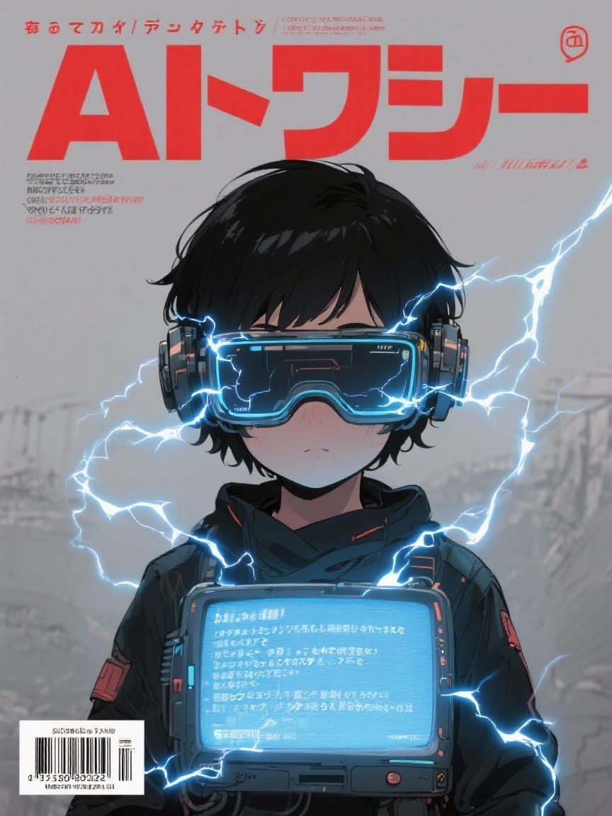 Futuristic Magazine Cover in Anime Style