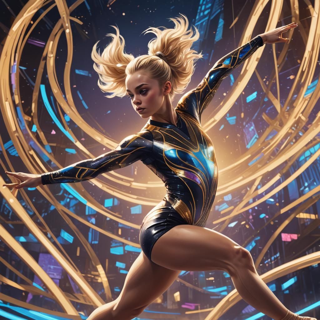 Gymnast Mid-Tumble: Digital Matte Painting in Fantasy Style
