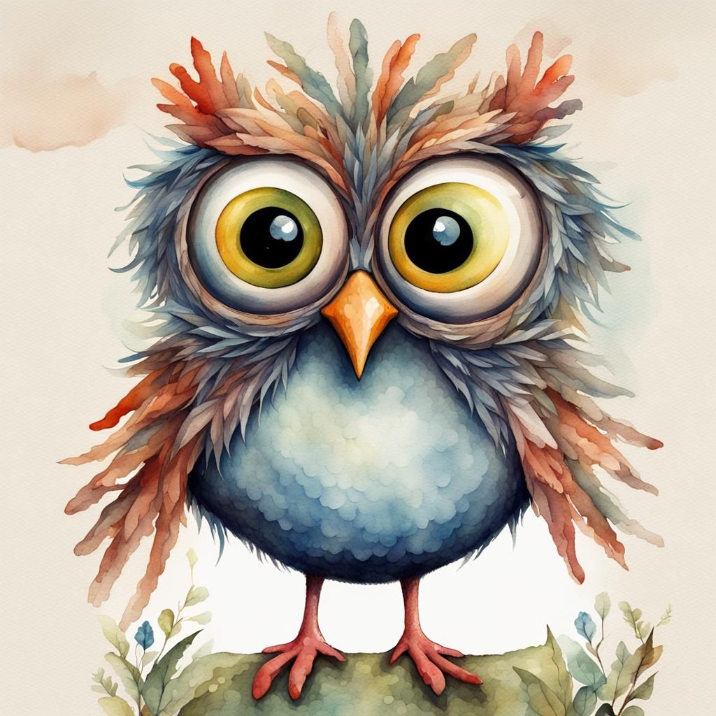 Zany Whimsical Crazy Distinctive Odd Bird :: Quirky Folk Sty...