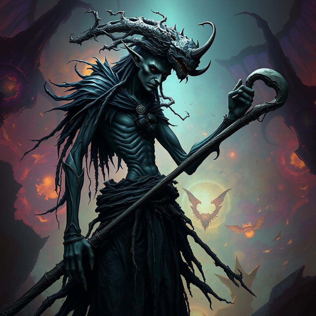 Sylvari Necromancer in Dark Fantasy Landscape