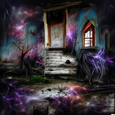 Ethereal Abandoned House in Cosmic Fantasy Style