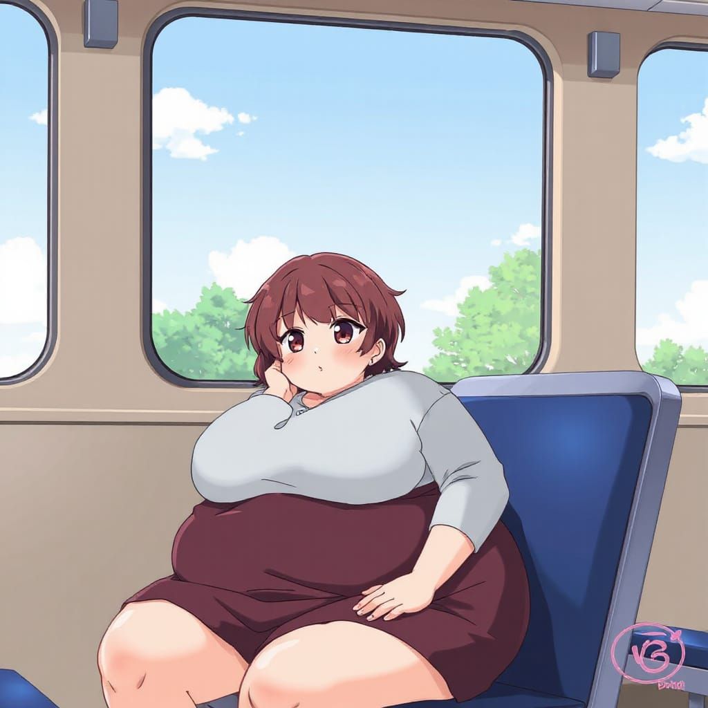 Shy Woman with Burgundy Hair in Anime Style