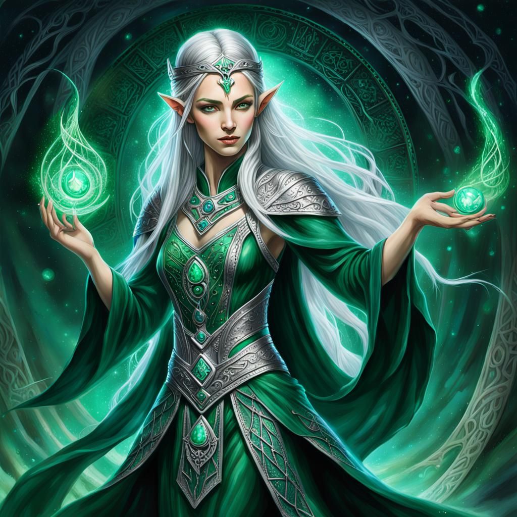 Enchanting Elven Sorceress Radiating Arcane Power
