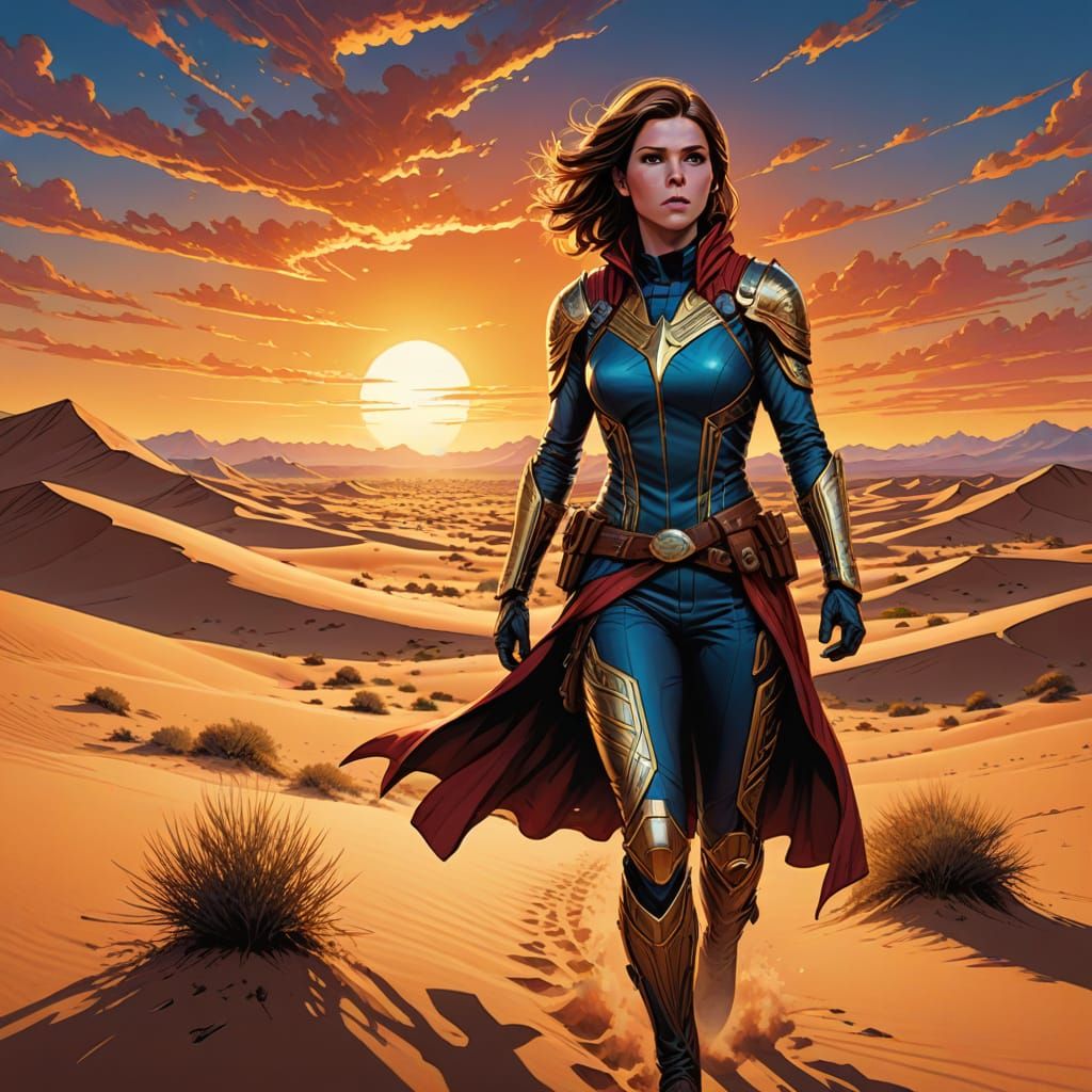 Anna Kendrick as Desert Adventurer in Comic Book Style