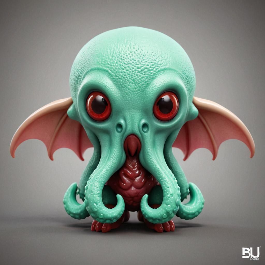Cute Cthulhu Toy in Pastel Colors, 3D Render