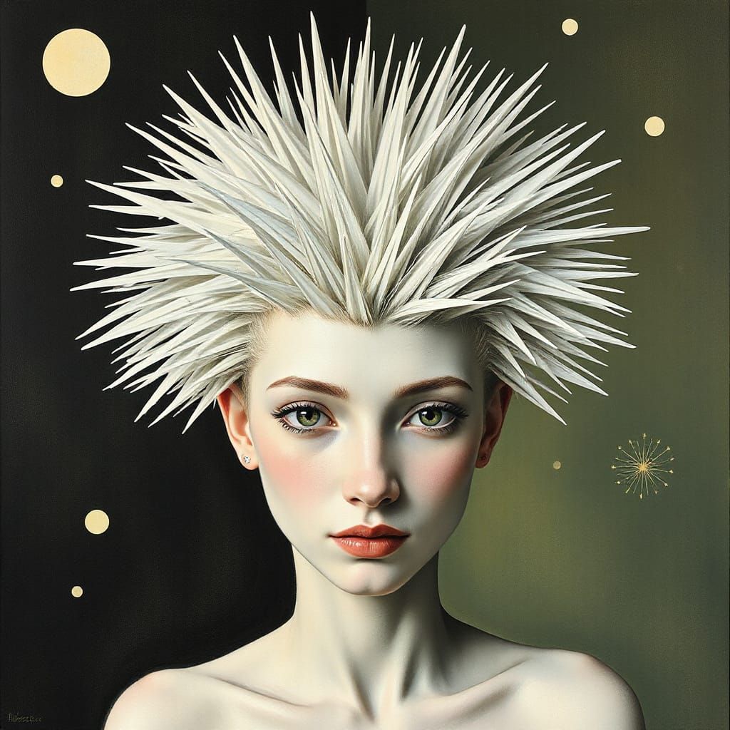 Abstract Hedgehog Hairstyle: Matisse and Kandinsky Style