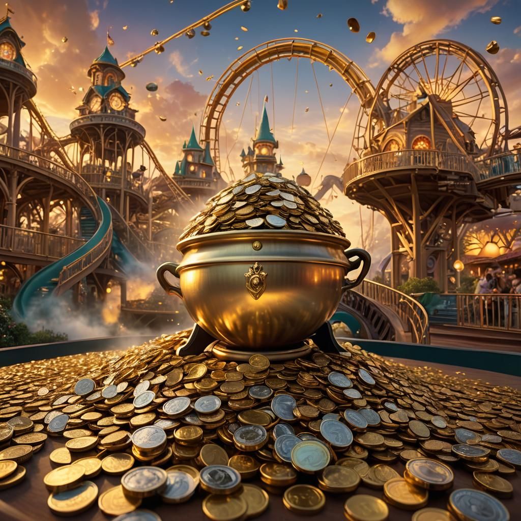 Pot of Gold and Rollercoaster in Ethereal Style