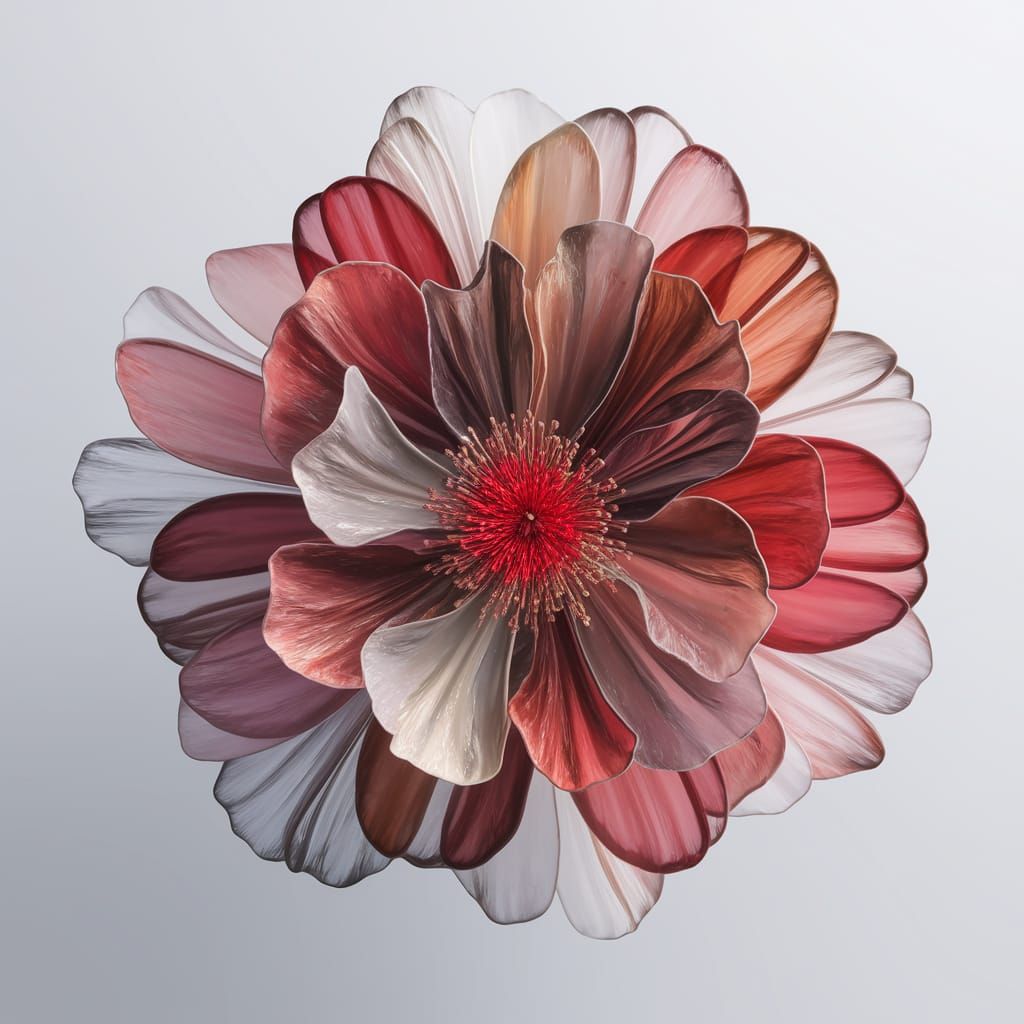 Vibrant Red Flower Blooms in Ethereal Style