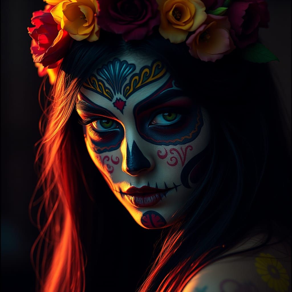 Day of the Dead Woman with Flower Crown