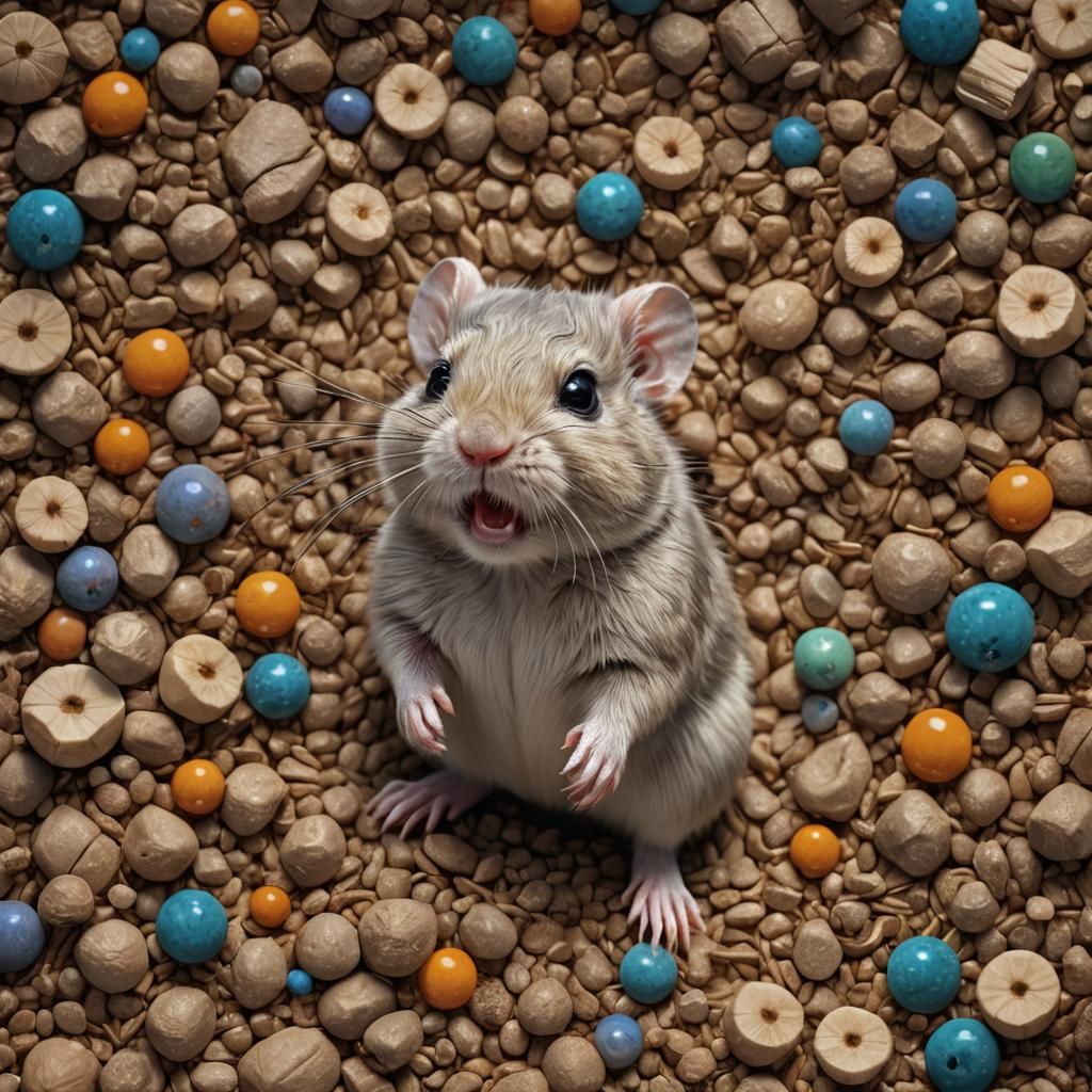 Adorable Baby Gerbil Portrait in Detailed Digital Art