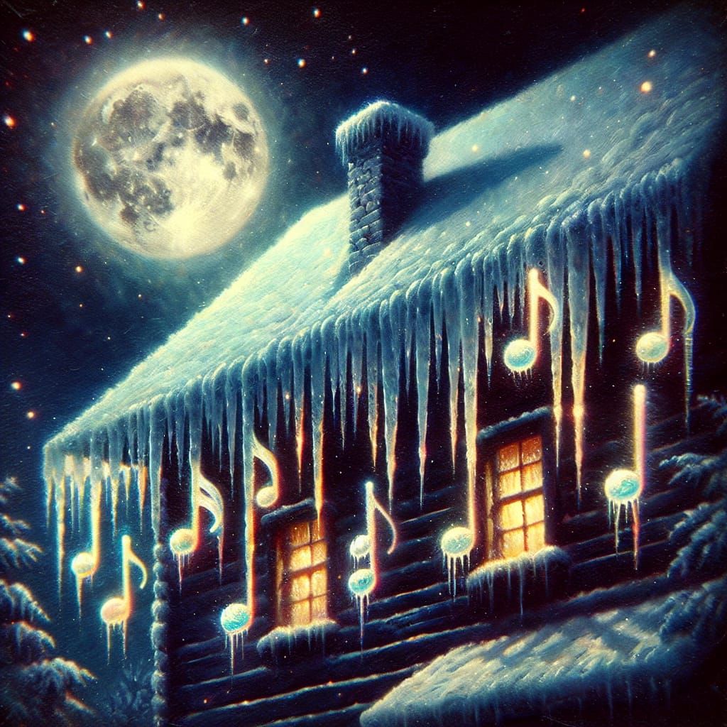 Icy Music Notes in a Victorian Winterscape