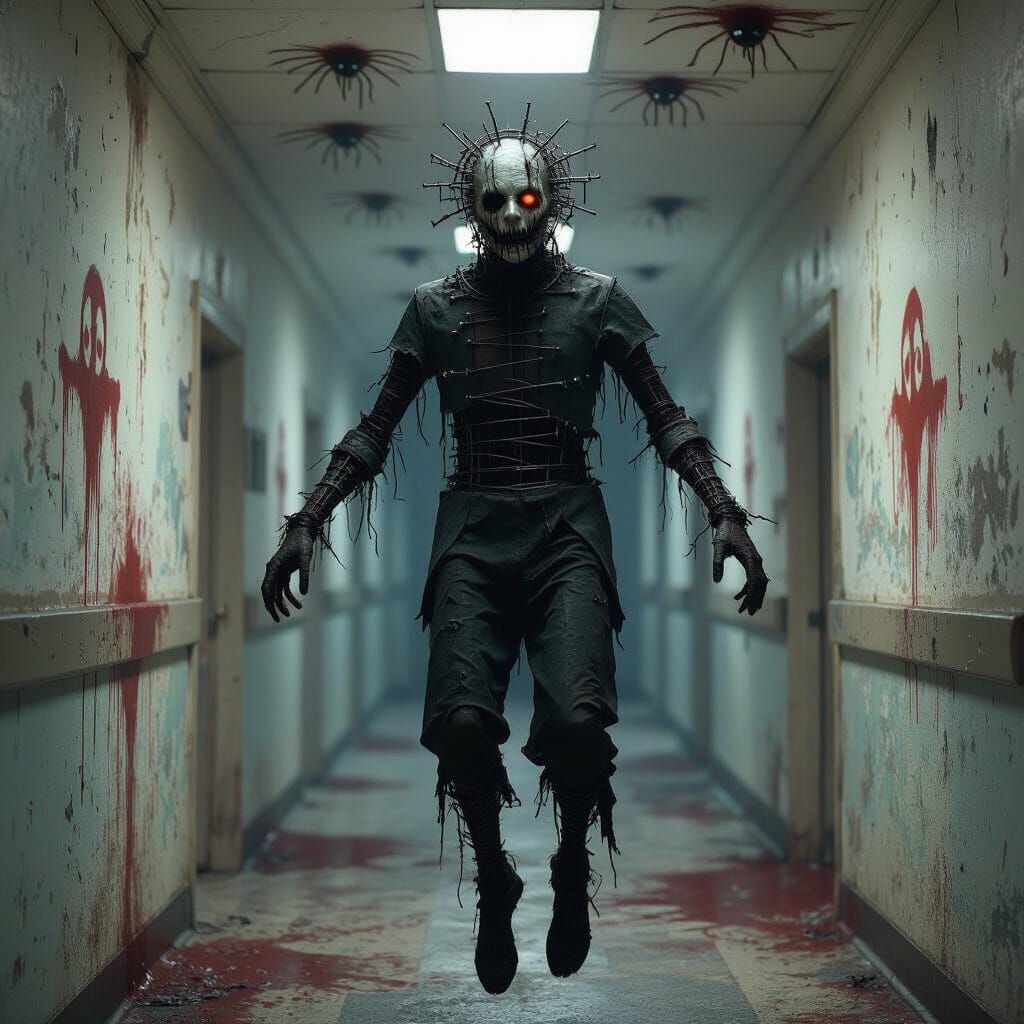 Haunting Asylum Figure in Dark Mystical Realism