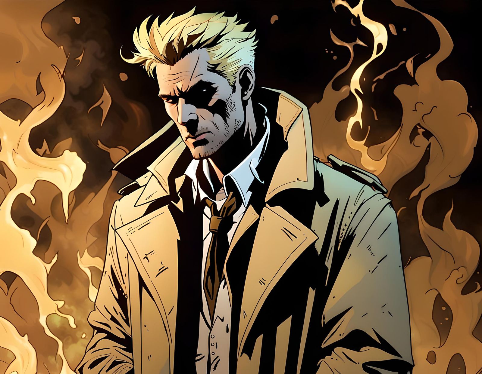 Mystical John Constantine in Comic Book Style