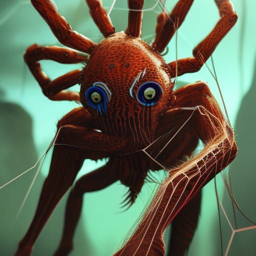 Hyperrealistic Arachnid-Humanoid Hybrid Splash Art