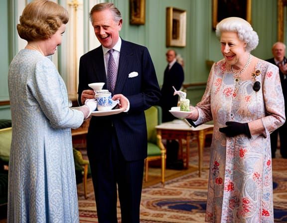 Grayson Perry Serves Tea to the Queen