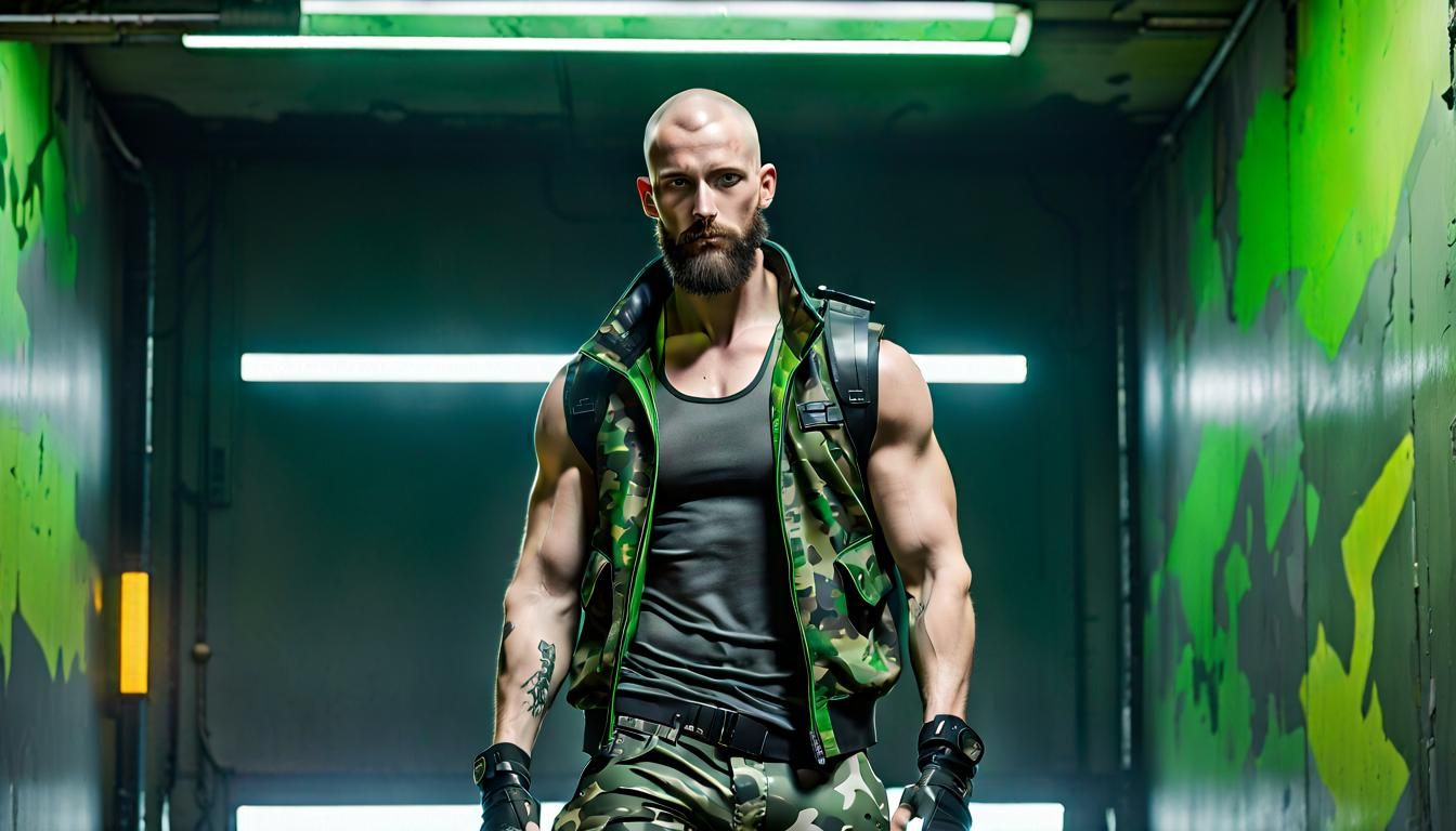 Cyberpunk Soldier in Neon Future