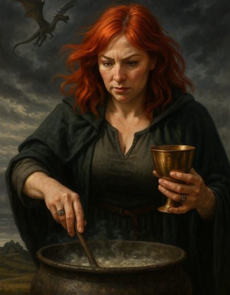 Professor Roberts Brews Ancient Potion in Fantasy Art