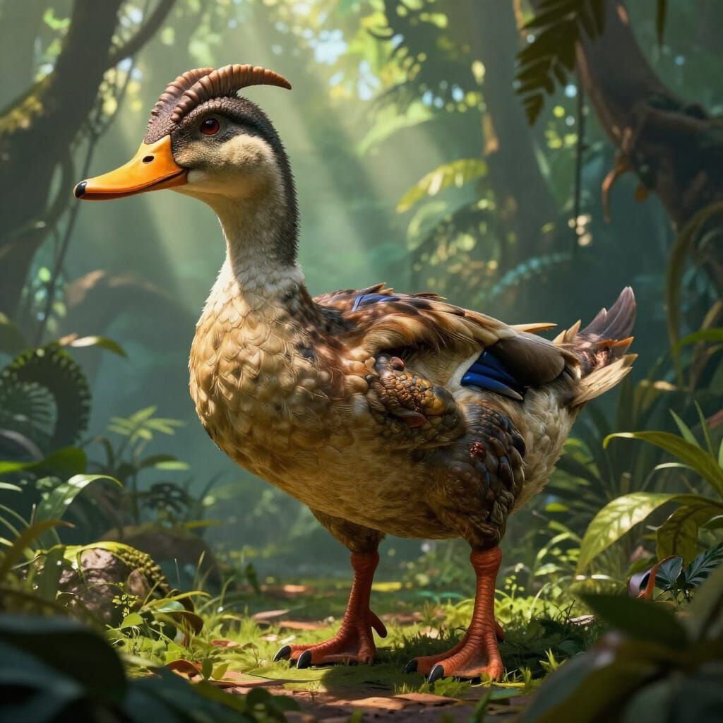 Carnotaurus Duck Hybrid in Prehistoric Jungle