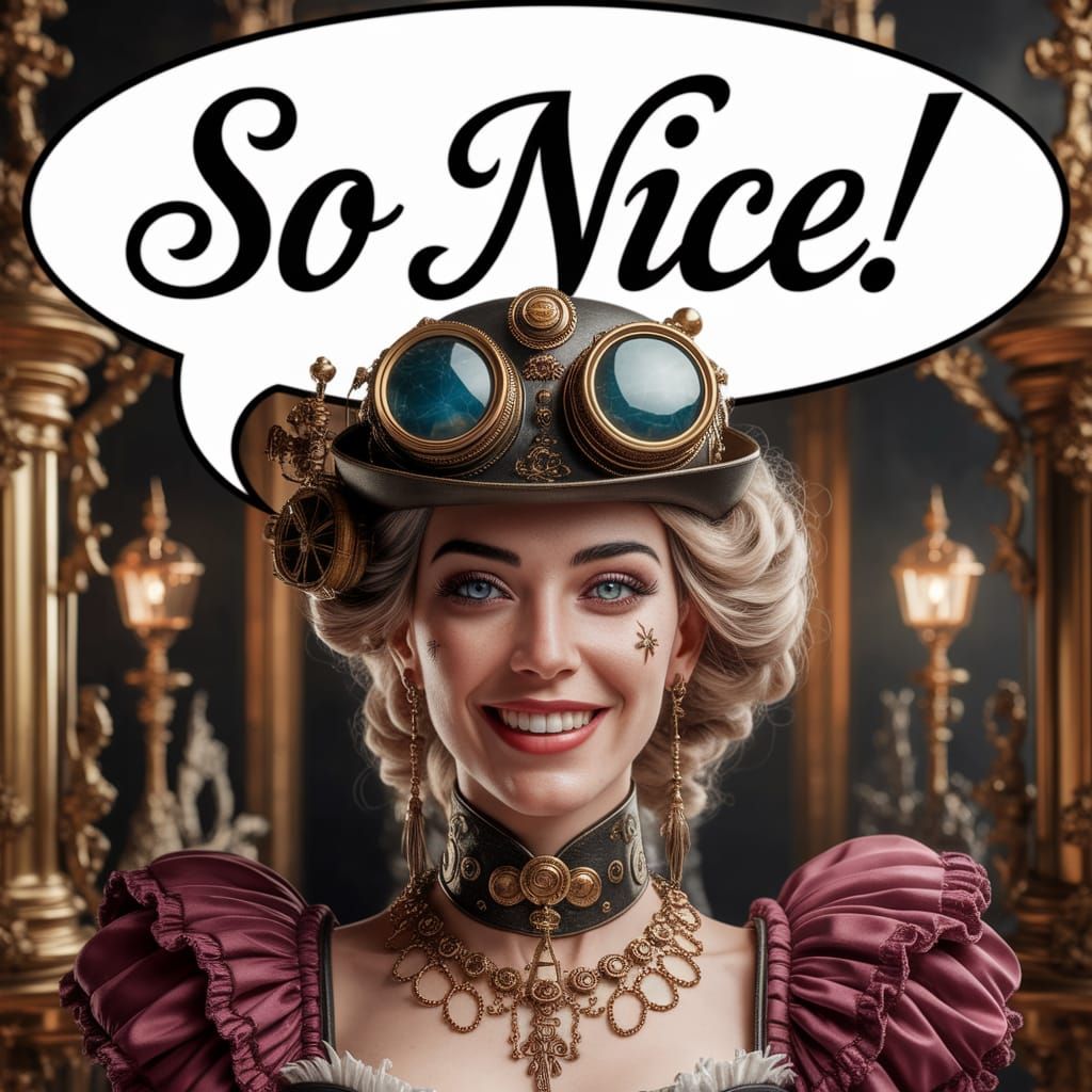 Steampunk Woman Saying So Nice in Photo