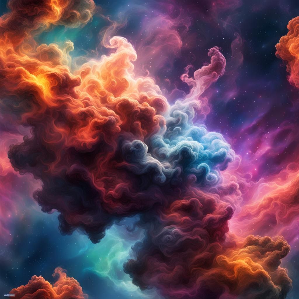 Hyperrealistic Nebula Galaxy Smoke Splash Art