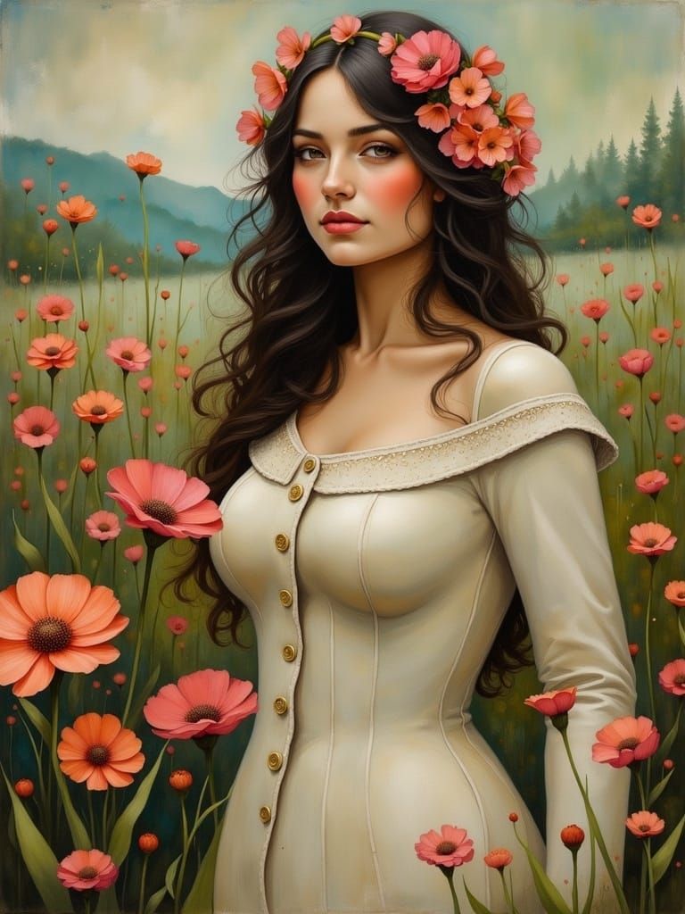 Victorian Beauty in a Whimsical Garden