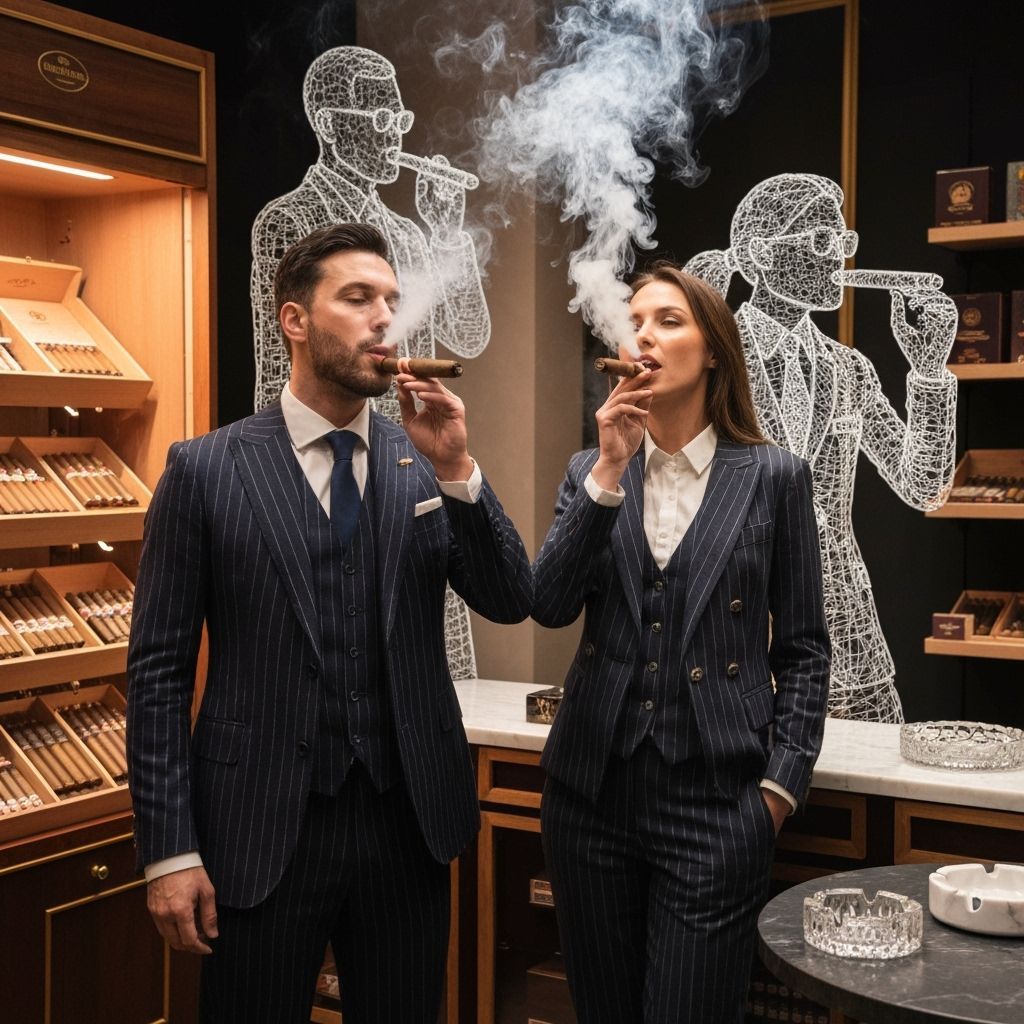 Pinstripe Suits in Smoky Tobacco Shop