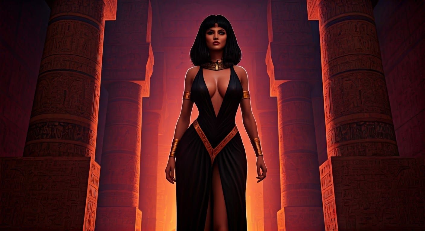 Ancient Egyptian Goddess of Power in Dark Fantasy Art