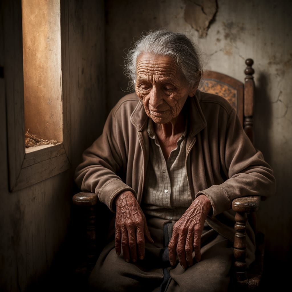 Elderly Woman Portrait in Martin Schoeller Style