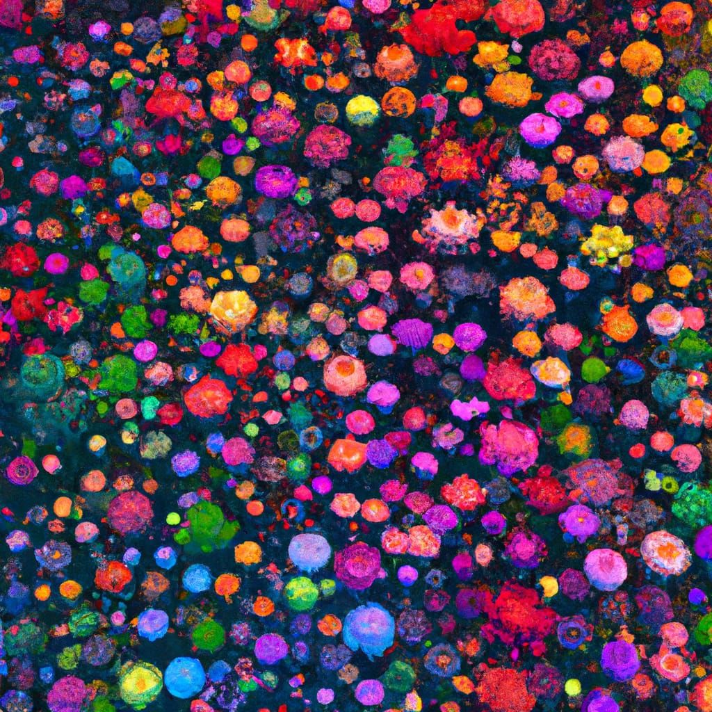Fantastical Rows of Colorful Flowers in Matte Painting