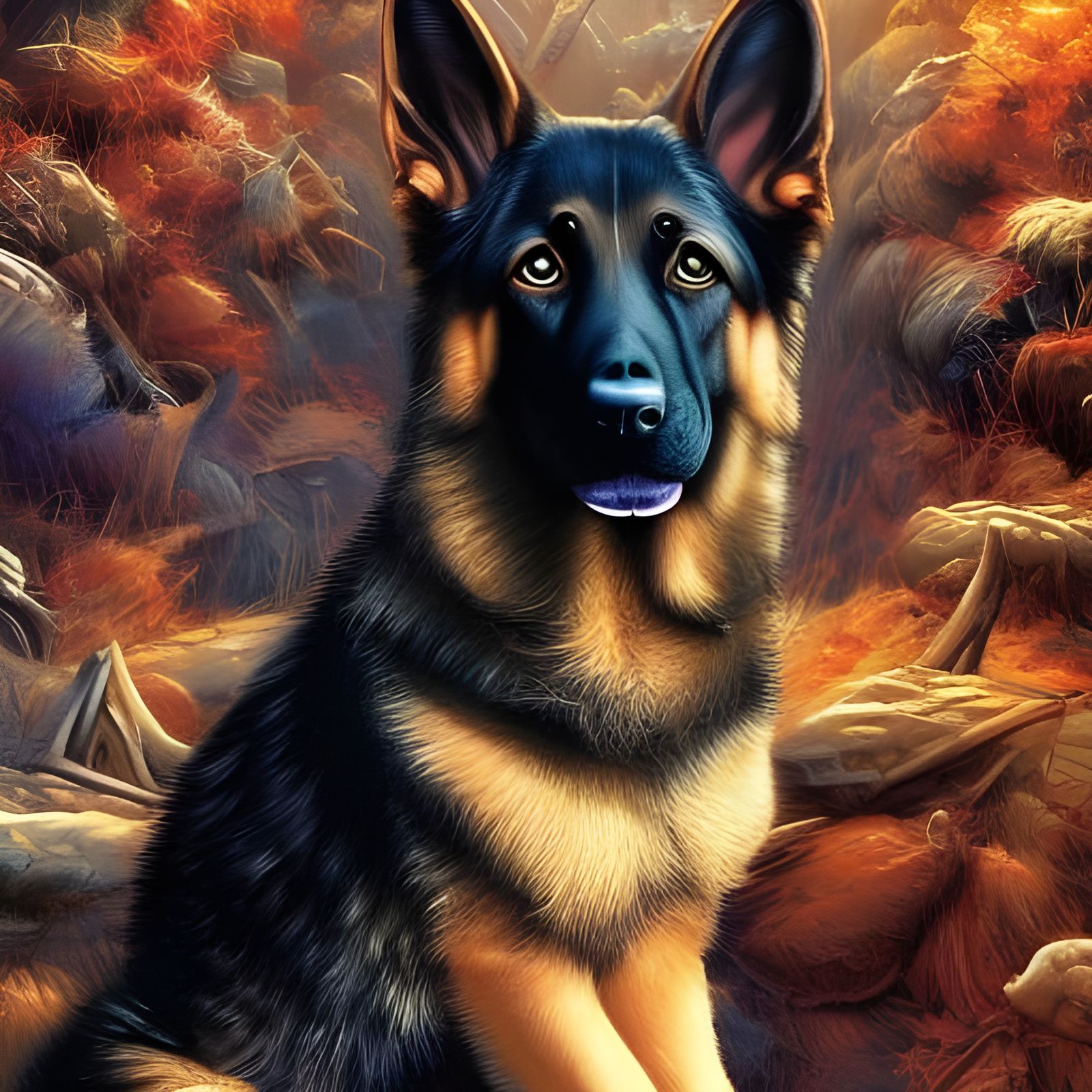 Hyperrealistic German Shepherd in Comic Book Style