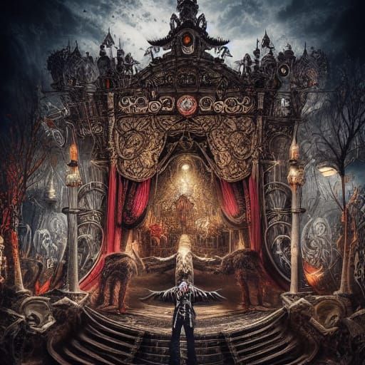 Sinister Evil Circus Landscape, Digital Illustration in 8k