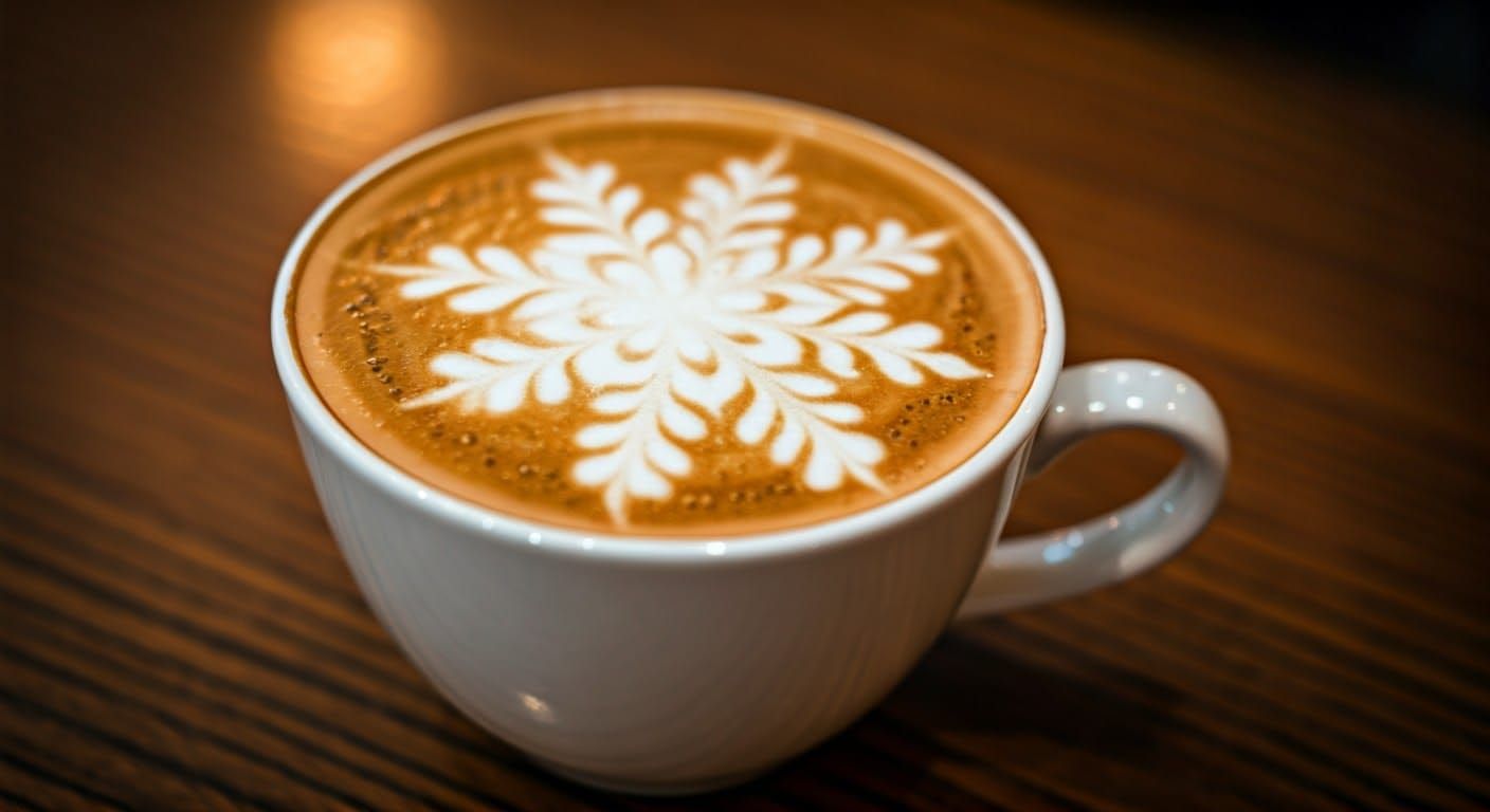 Latte Art Snowflake in Winter Aesthetic