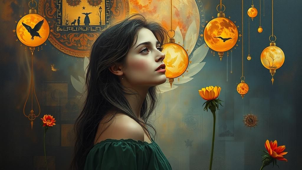 Dreamlike Woman in Surrealist Oil Painting