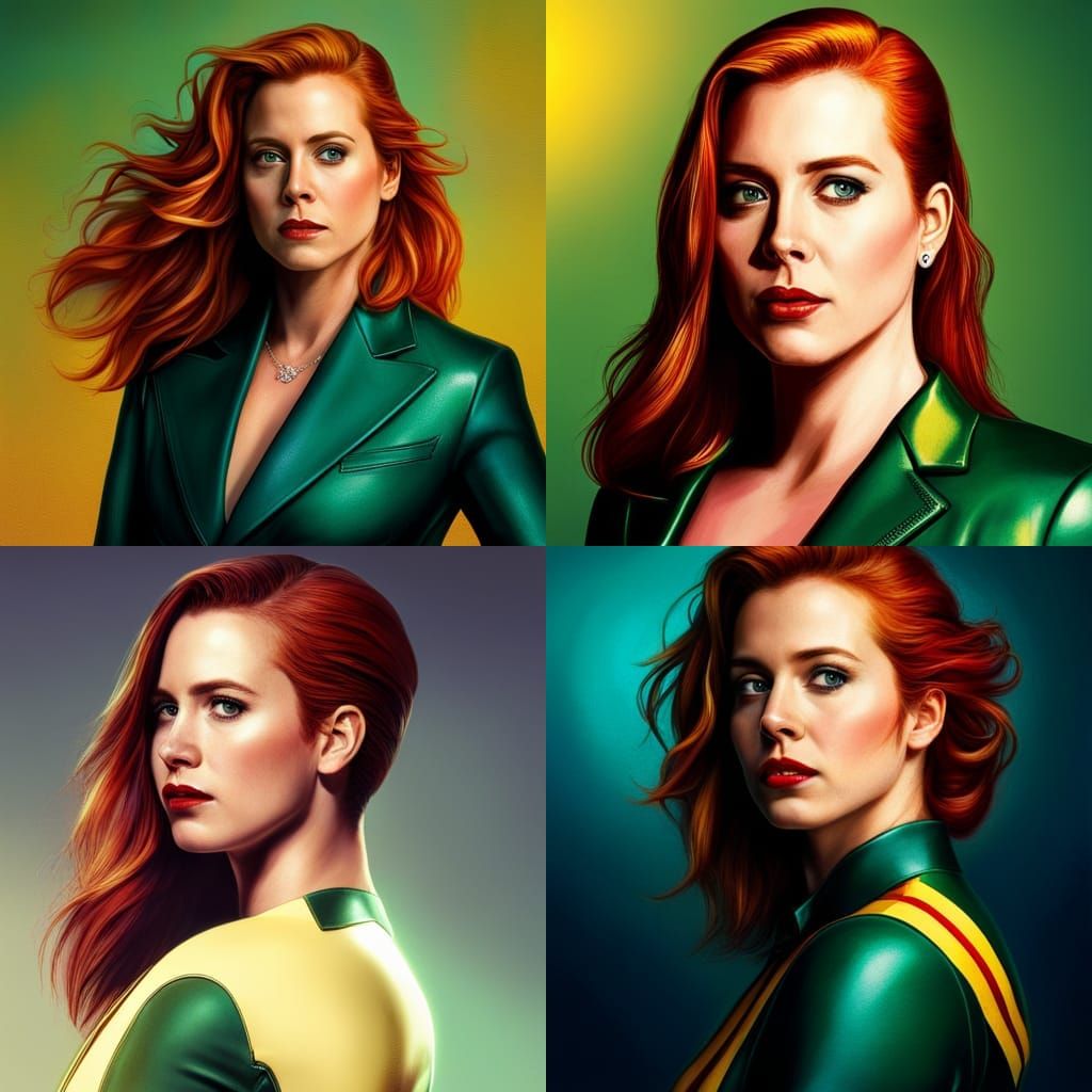 Red-Haired Woman with Glowing Eyes in Leather Suit