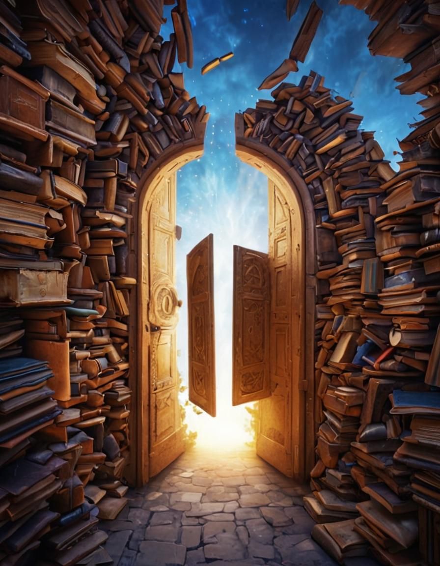 Surreal Portal Emerges From Open Book