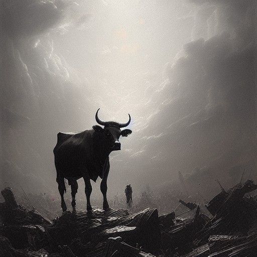 Cow of Destruction in Gothic Horror Style