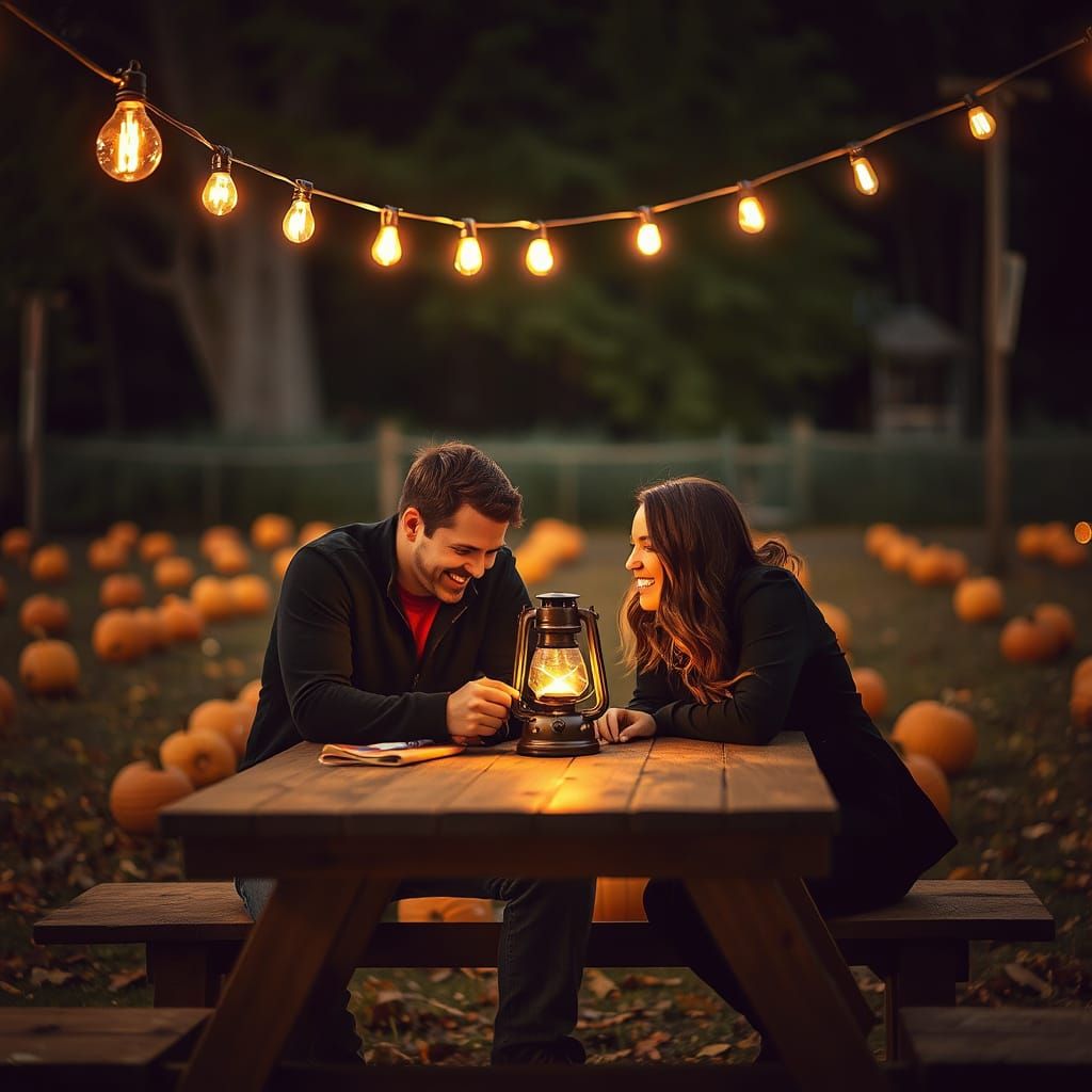 Autumn Date Night in Glowing Pumpkin Patch