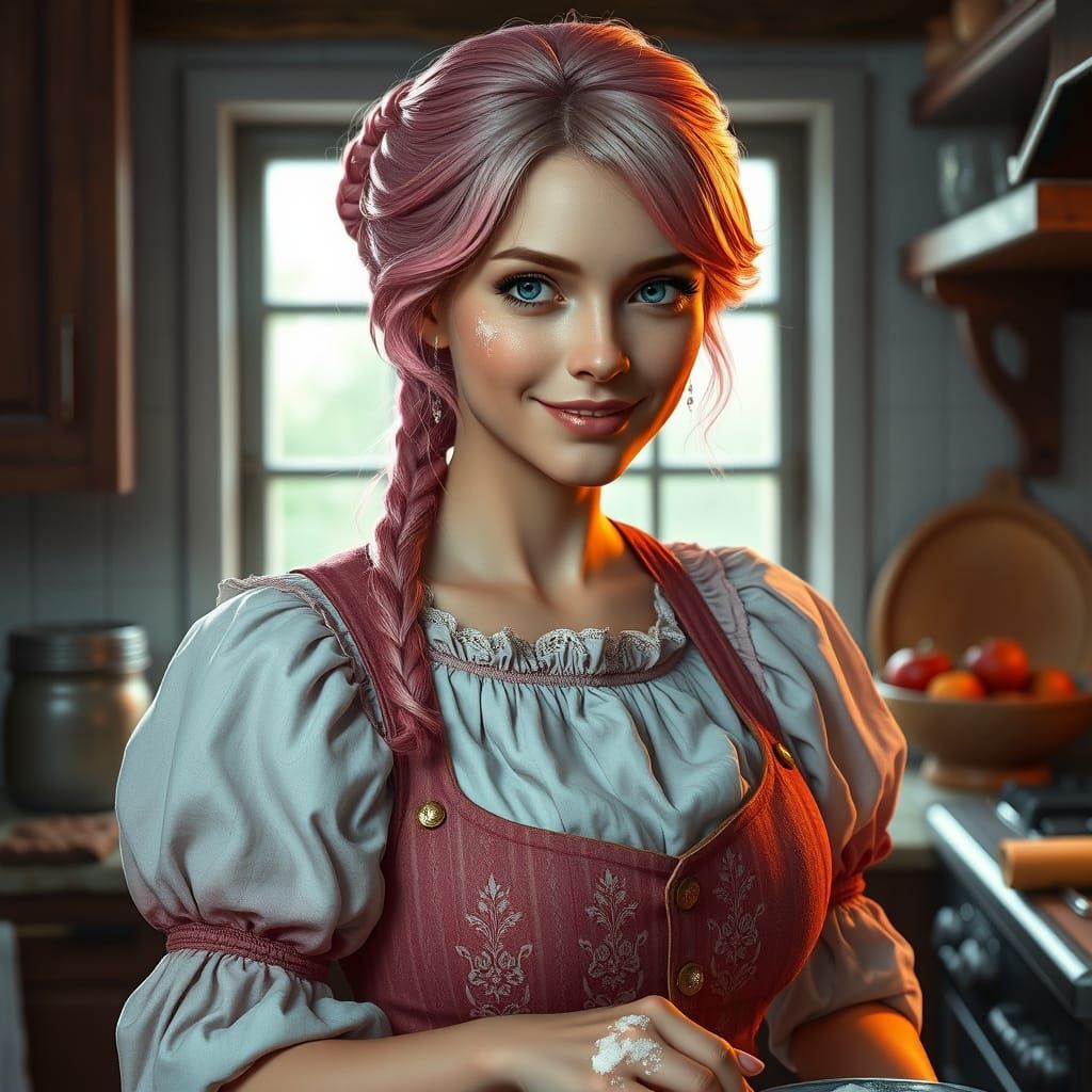 Regency Western Fantasy Chef in a Dreamy Kitchen