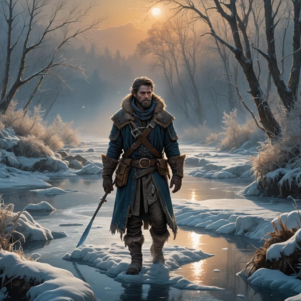 Trapper's Frozen River Search: Matte Painting
