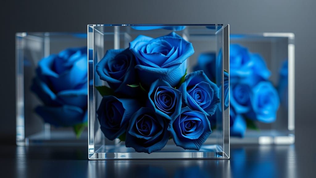 Roses Encased in Geometric Cubes