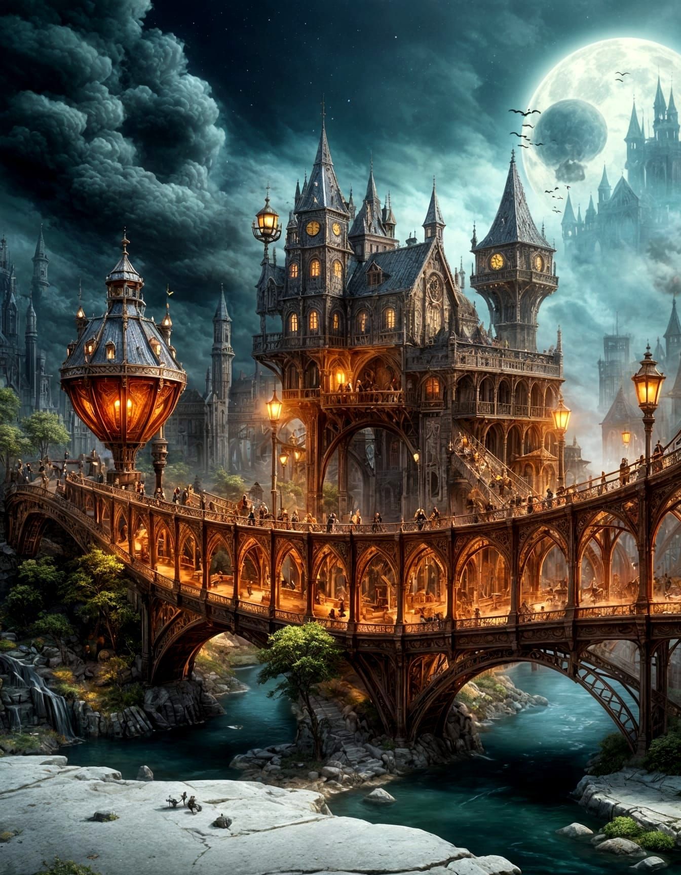 Gothic Steampunk Medieval Bridge