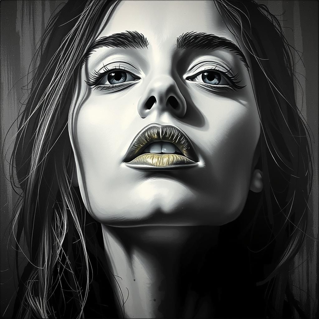 Golden Glamour Portrait in Art Deco Style