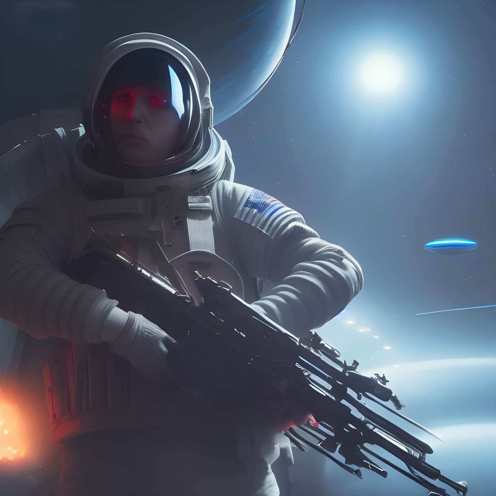 Cyberpunk Hacker in Space War, Anime Style