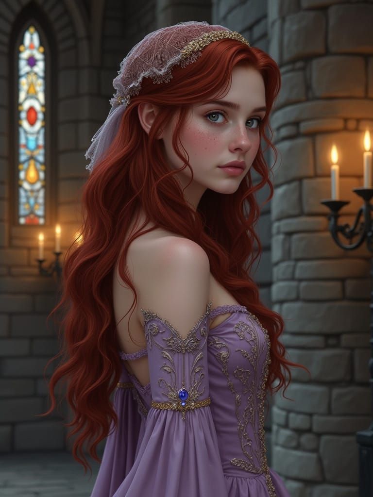 Medieval Princess in Dark Fantasy Castle
