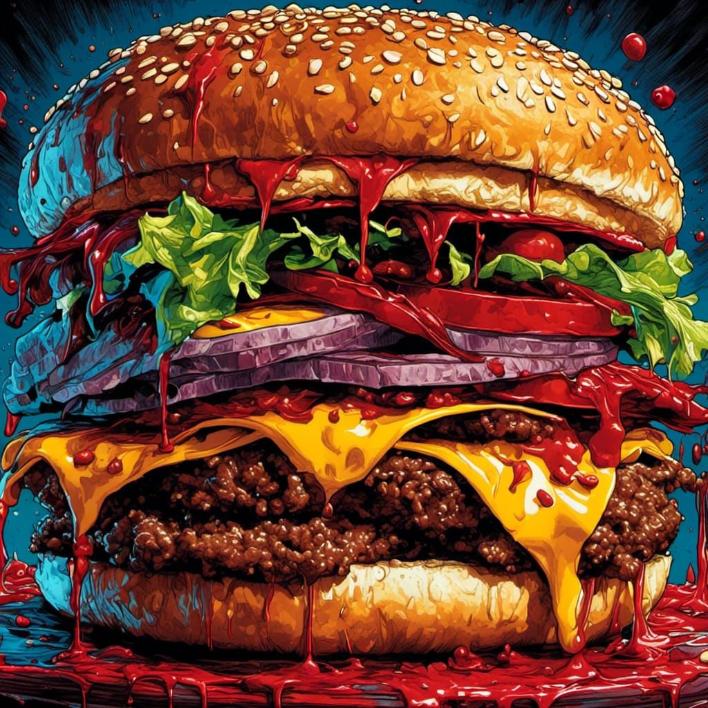 Creepy Horror Cheeseburger Poster Art
