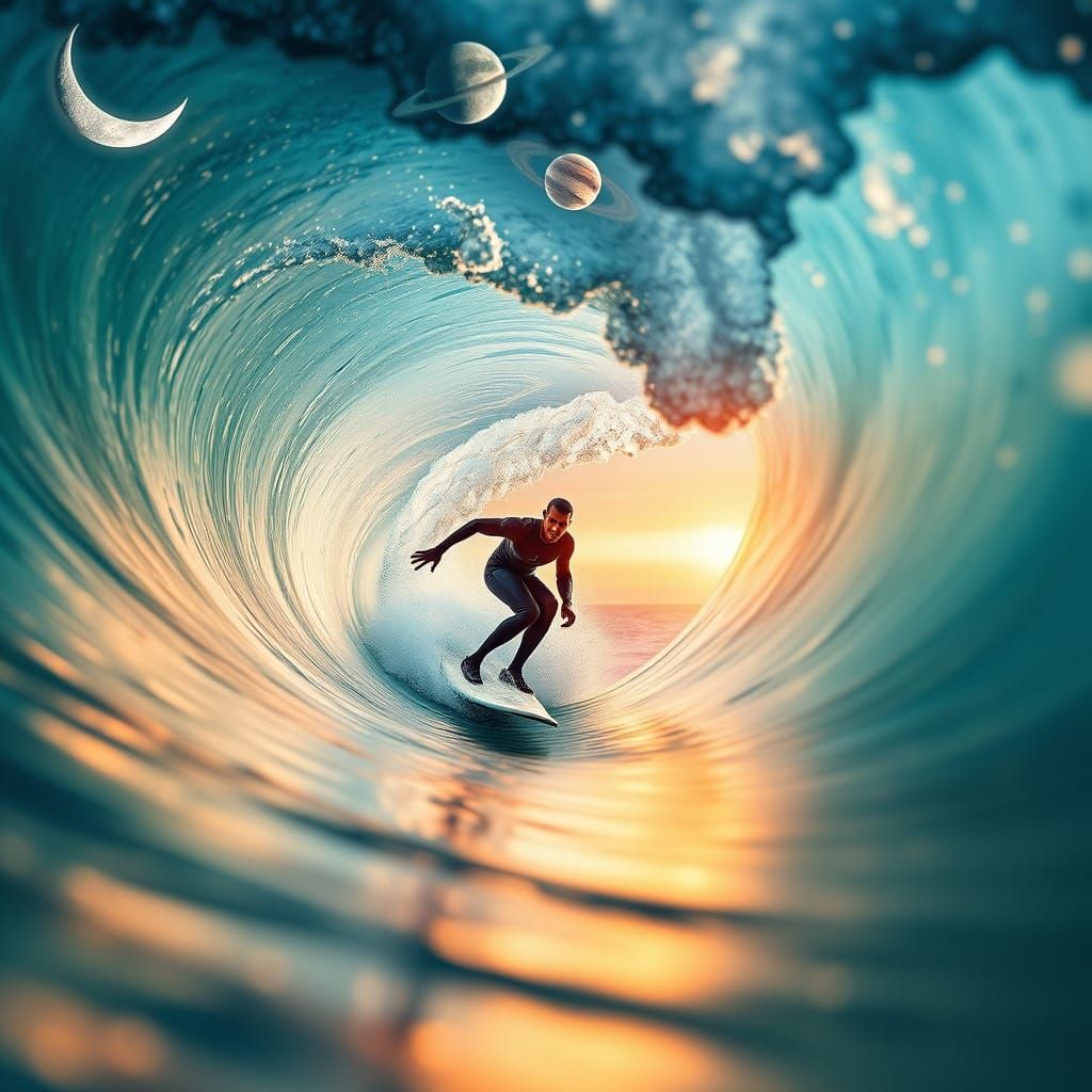 Galactic Surfer Rides Cosmic Wave in High-Tech Style