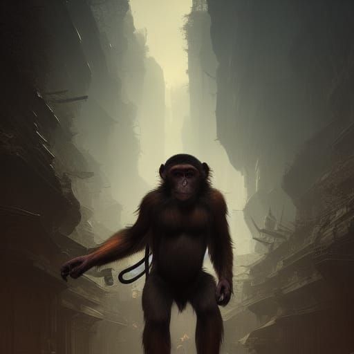 Monkey Human in Dark Fantasy Style