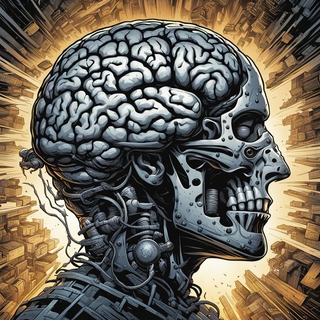 Brain Illustration in Comic Book Style